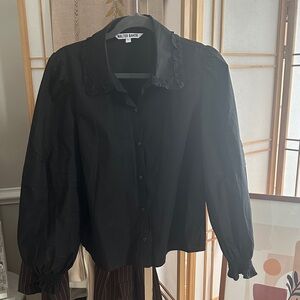 Walter Baker Black Lace-Collar Blouse